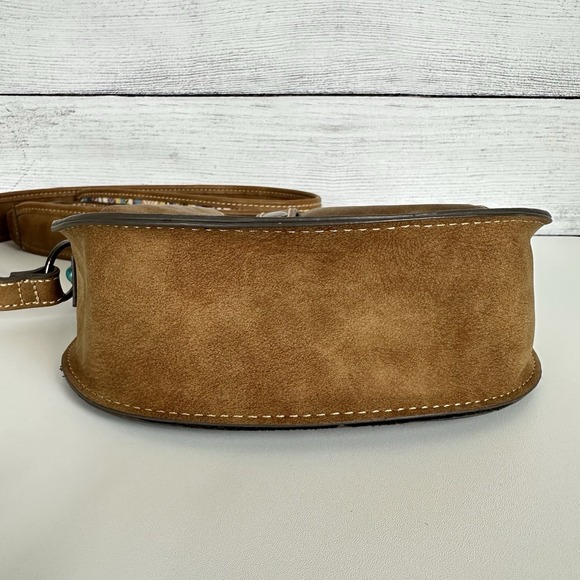 Tony Lama Woven Accent Colorful‎ SaddleBag Leather Southwestern Crossbody Purse - Picture 8 of 12